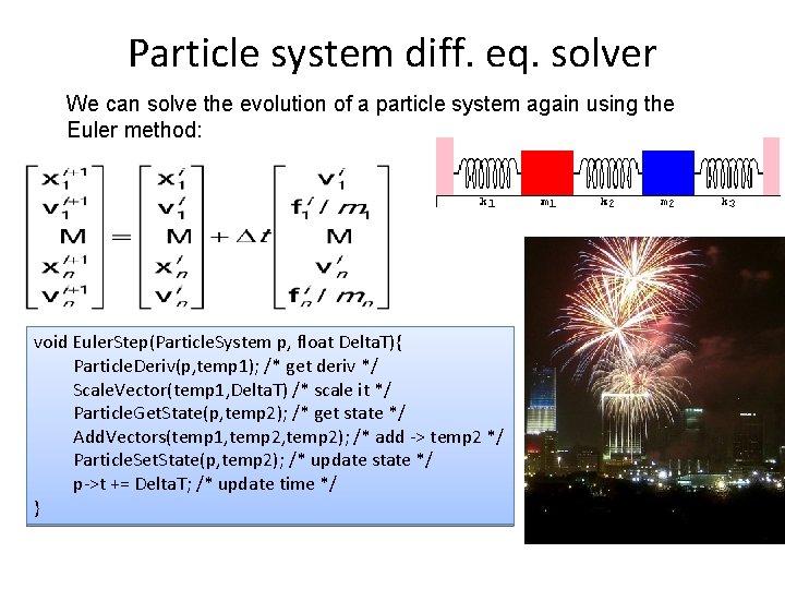 Particle system diff. eq. solver We can solve the evolution of a particle system