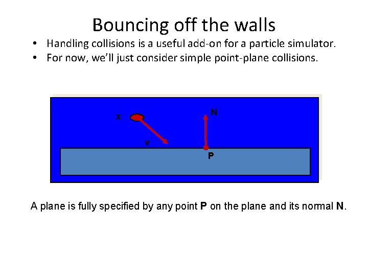 Bouncing off the walls • Handling collisions is a useful add-on for a particle