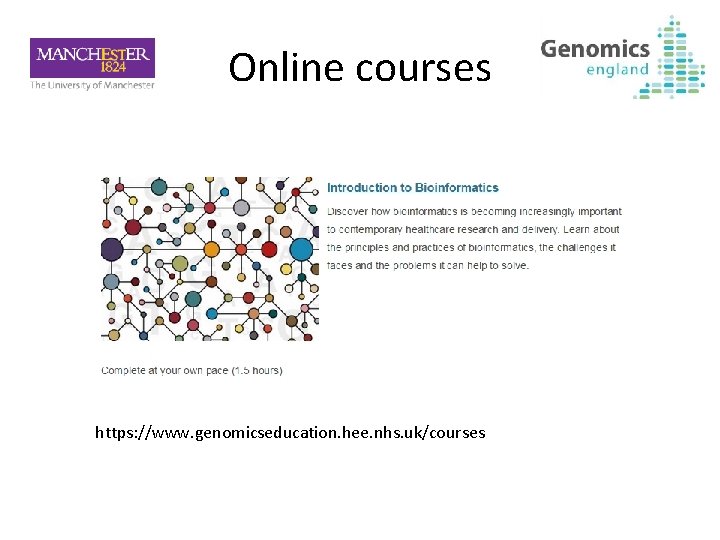 Online courses https: //www. genomicseducation. hee. nhs. uk/courses 