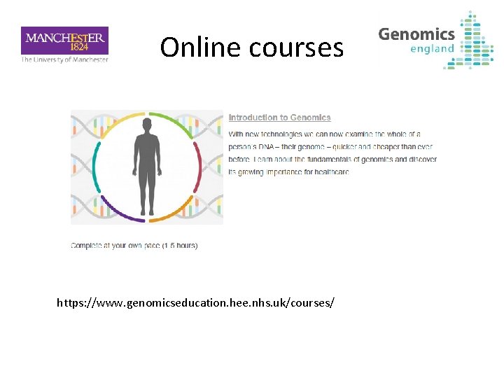 Online courses https: //www. genomicseducation. hee. nhs. uk/courses/ 