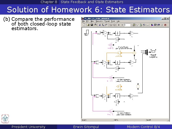 Chapter 8 State Feedback and State Estimators Solution of Homework 6: State Estimators (b) Chapter 8 State Feedback and State Estimators Solution of Homework 6: State Estimators (b)