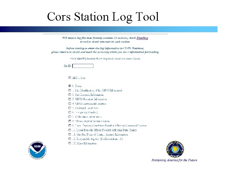 Cors Station Log Tool Positioning America for the Future 