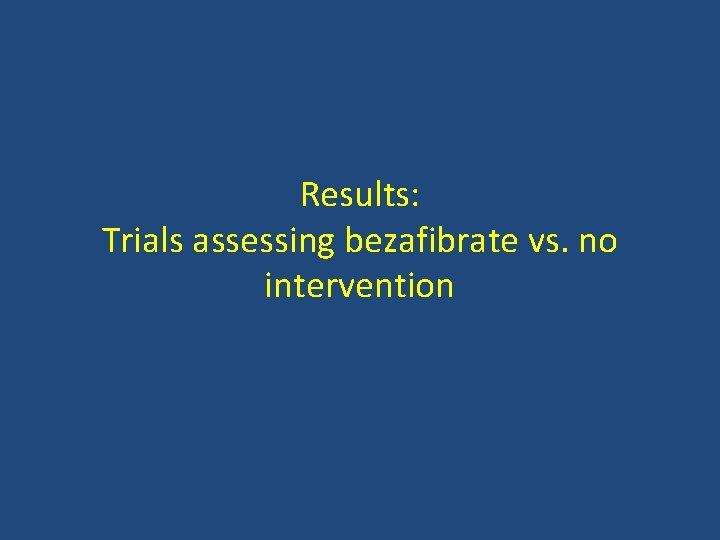 Results: Trials assessing bezafibrate vs. no intervention 