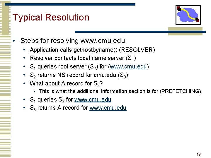 Typical Resolution • Steps for resolving www. cmu. edu • • • Application calls Typical Resolution • Steps for resolving www. cmu. edu • • • Application calls