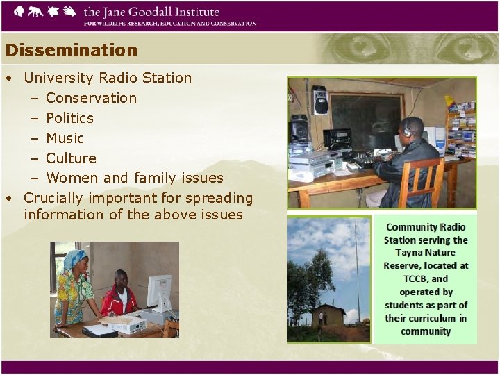 Dissemination • University Radio Station – Conservation – Politics – Music – Culture – Dissemination • University Radio Station – Conservation – Politics – Music – Culture –