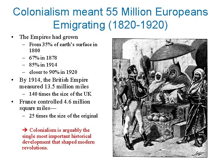 Colonialism meant 55 Million Europeans Emigrating (1820 -1920) • The Empires had grown –