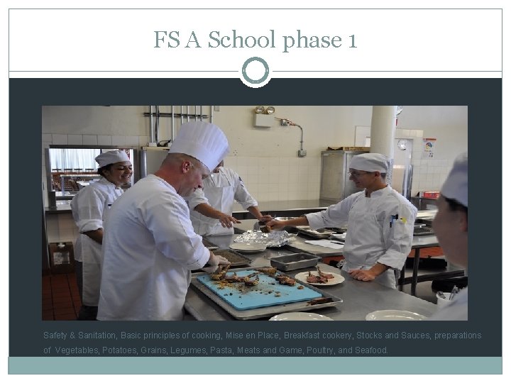 FS A School phase 1 Safety & Sanitation, Basic principles of cooking, Mise en