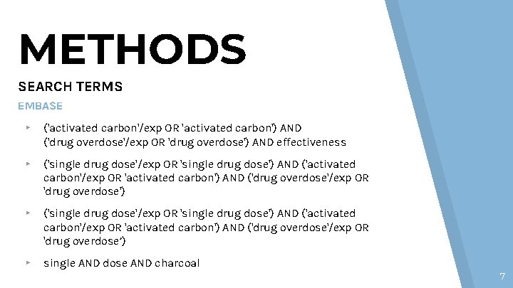 METHODS SEARCH TERMS EMBASE ▸ ('activated carbon'/exp OR 'activated carbon') AND ('drug overdose'/exp OR METHODS SEARCH TERMS EMBASE ▸ ('activated carbon'/exp OR 'activated carbon') AND ('drug overdose'/exp OR