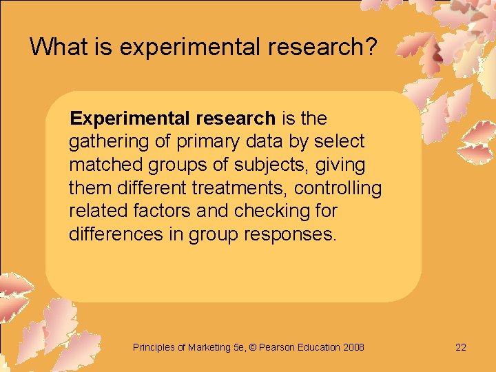 What is experimental research? Experimental research is the gathering of primary data by select