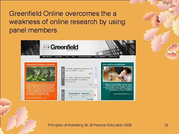 Greenfield Online overcomes the a weakness of online research by using panel members Principles