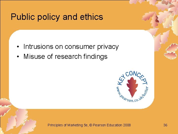 Public policy and ethics • Intrusions on consumer privacy • Misuse of research findings