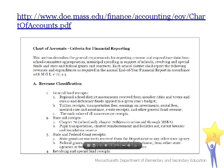 http: //www. doe. mass. edu/finance/accounting/eoy/Char t. Of. Accounts. pdf 3 Massachusetts Department of Elementary http: //www. doe. mass. edu/finance/accounting/eoy/Char t. Of. Accounts. pdf 3 Massachusetts Department of Elementary