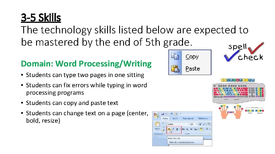 3 -5 Skills The technology skills listed below are expected to be mastered by