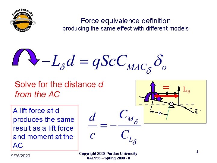 Force equivalence definition producing the same effect with different models Solve for the distance