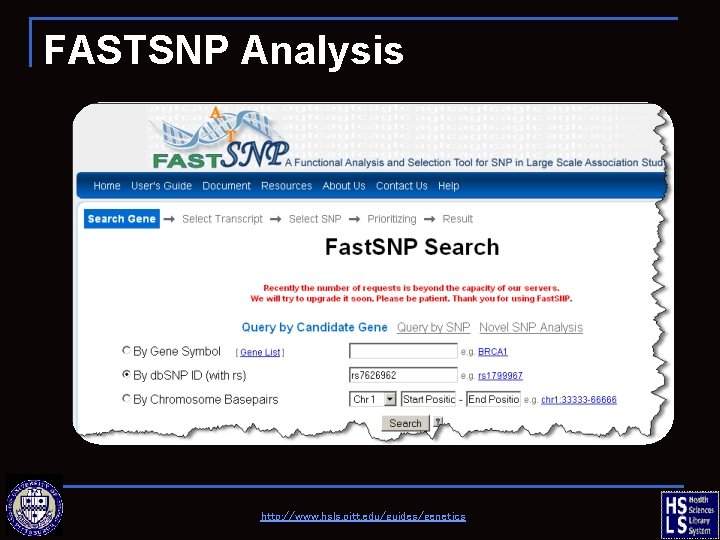 FASTSNP Analysis http: //www. hsls. pitt. edu/guides/genetics 