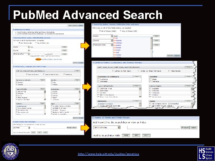 Pub. Med Advanced Search http: //www. hsls. pitt. edu/guides/genetics 