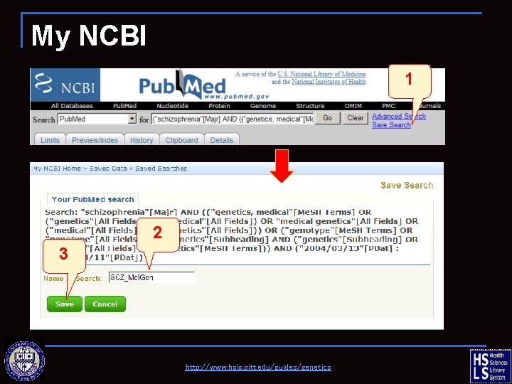 My NCBI 1 2 3 http: //www. hsls. pitt. edu/guides/genetics 