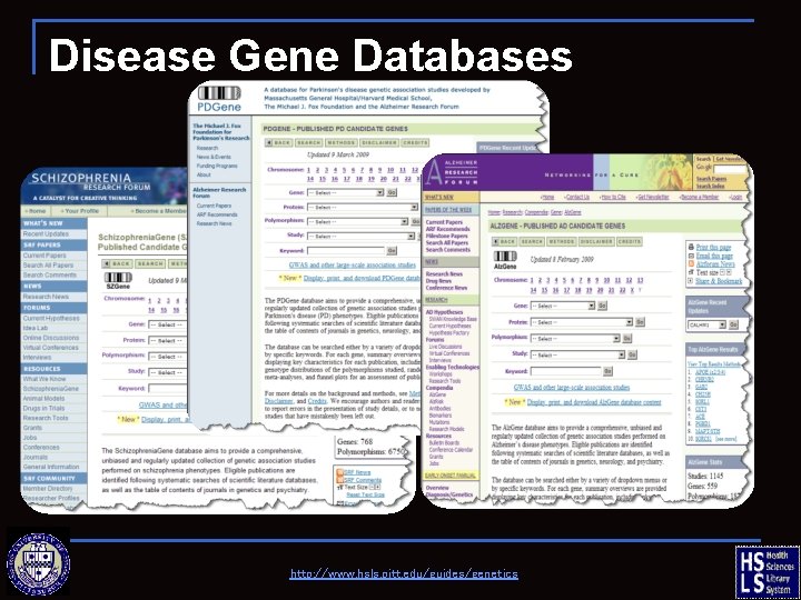 Disease Gene Databases http: //www. hsls. pitt. edu/guides/genetics 