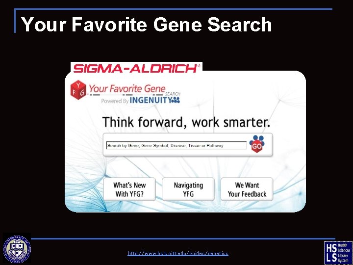 Your Favorite Gene Search http: //www. hsls. pitt. edu/guides/genetics 