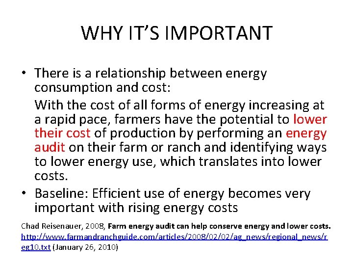 WHY IT’S IMPORTANT • There is a relationship between energy consumption and cost: With WHY IT’S IMPORTANT • There is a relationship between energy consumption and cost: With