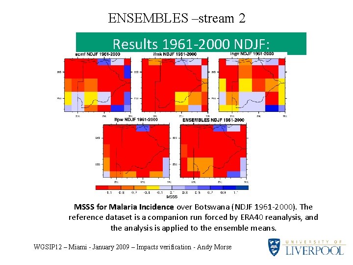 ENSEMBLES –stream 2 Results 1961 -2000 NDJF: MSSS for Malaria Incidence over Botswana (NDJF