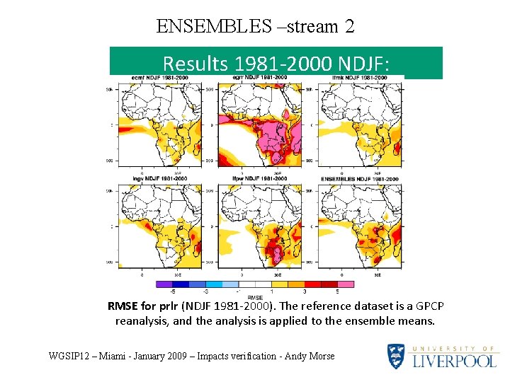 ENSEMBLES –stream 2 Results 1981 -2000 NDJF: RMSE for prlr (NDJF 1981 -2000). The