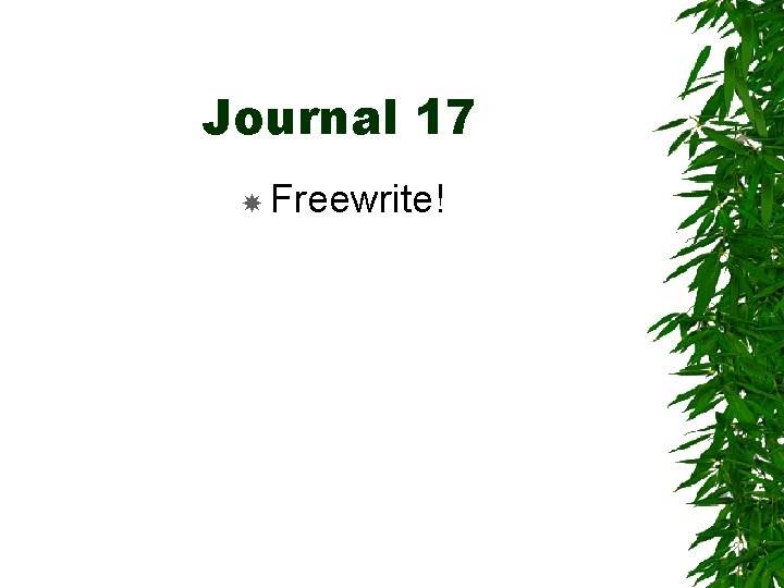 Journal 17 Freewrite! 