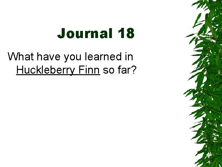 Journal 18 What have you learned in Huckleberry Finn so far? 