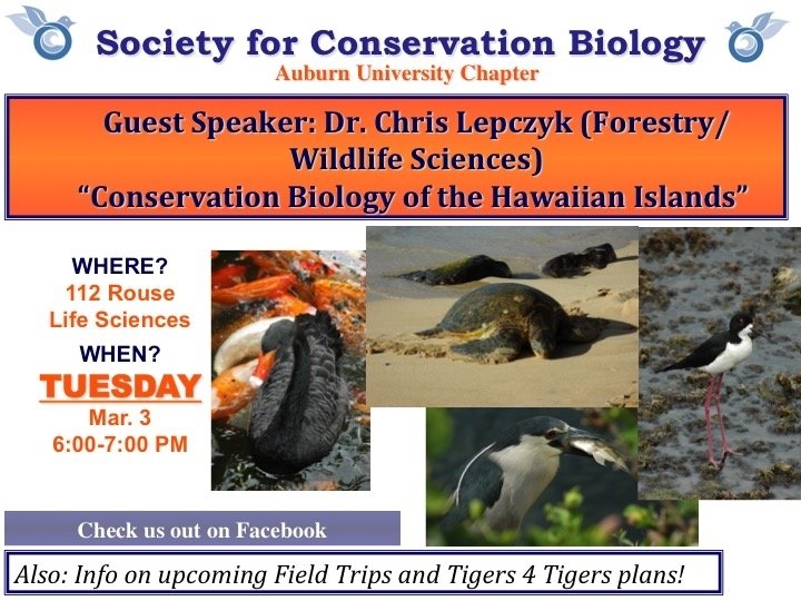 Society for Conservation Biology Auburn University Chapter Guest Speaker: Dr. David Steen “Road mortality