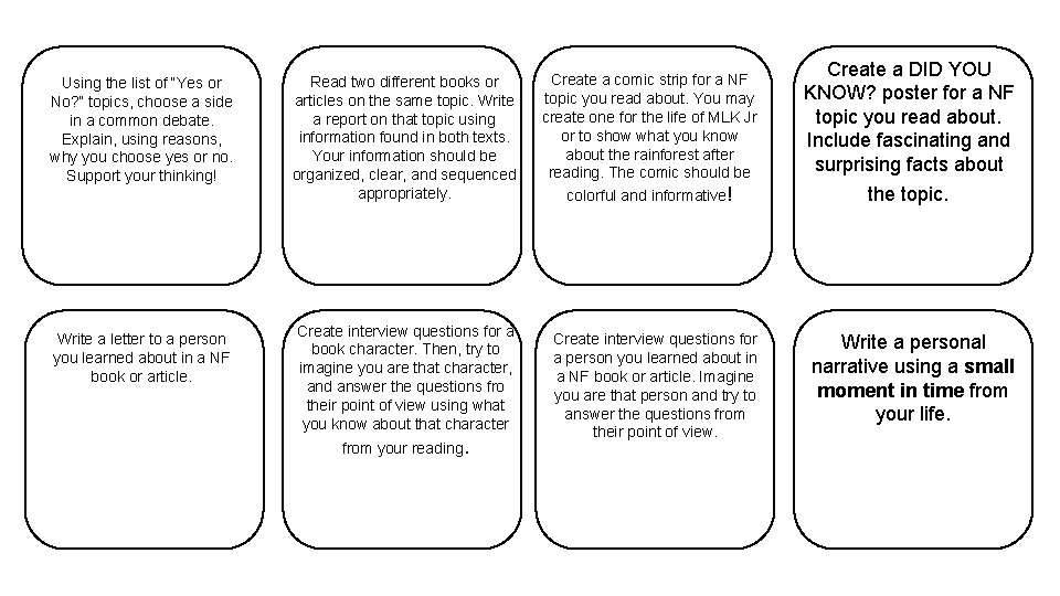 Using the list of “Yes or No? ” topics, choose a side in a