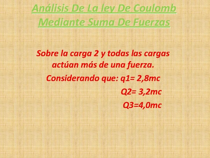 Análisis De La ley De Coulomb Mediante Suma De Fuerzas Sobre la carga 2