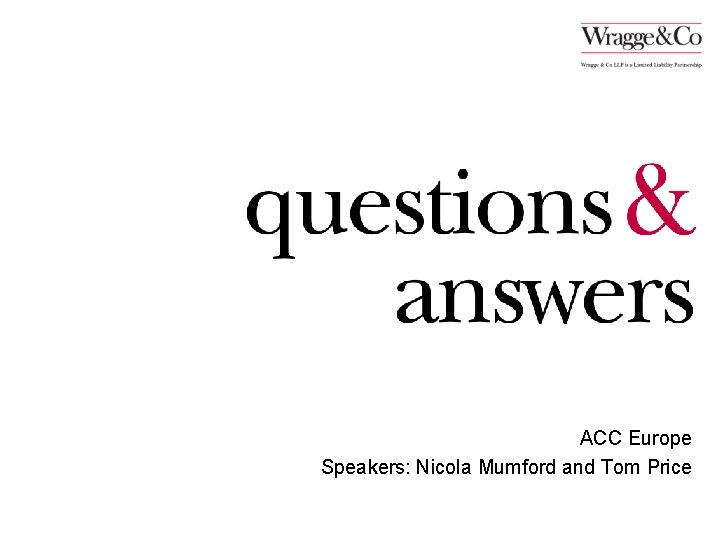 ACC Europe Speakers: Nicola Mumford and Tom Price 