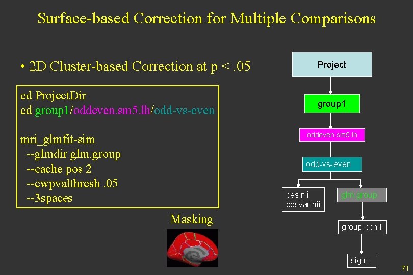 Surface-based Correction for Multiple Comparisons • 2 D Cluster-based Correction at p <. 05