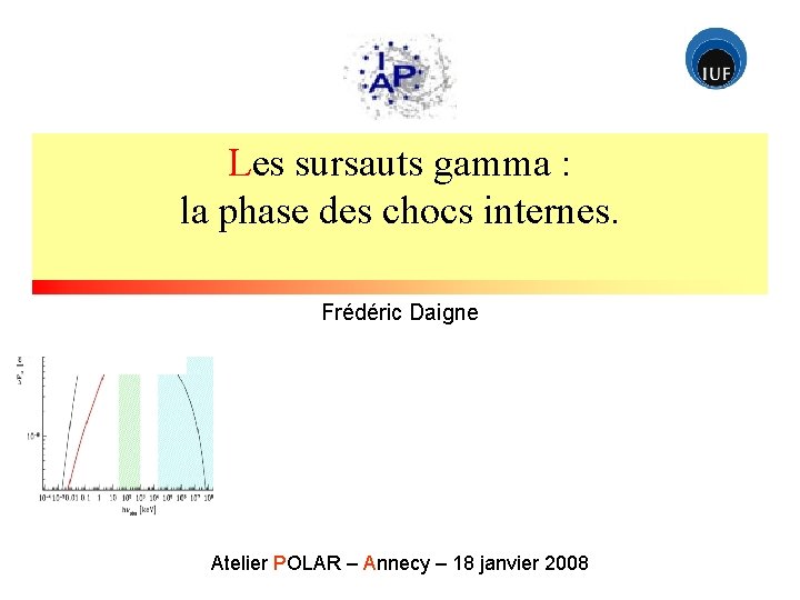 Les sursauts gamma : la phase des chocs internes. Frédéric Daigne Atelier POLAR –