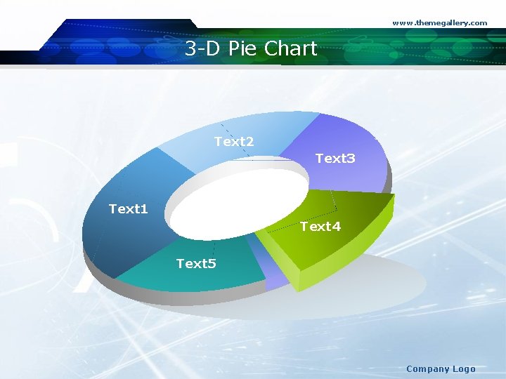 www. themegallery. com 3 -D Pie Chart Text 2 Text 3 Text 1 Text