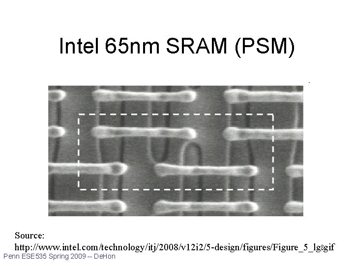 Intel 65 nm SRAM (PSM) Source: 8 http: //www. intel. com/technology/itj/2008/v 12 i 2/5