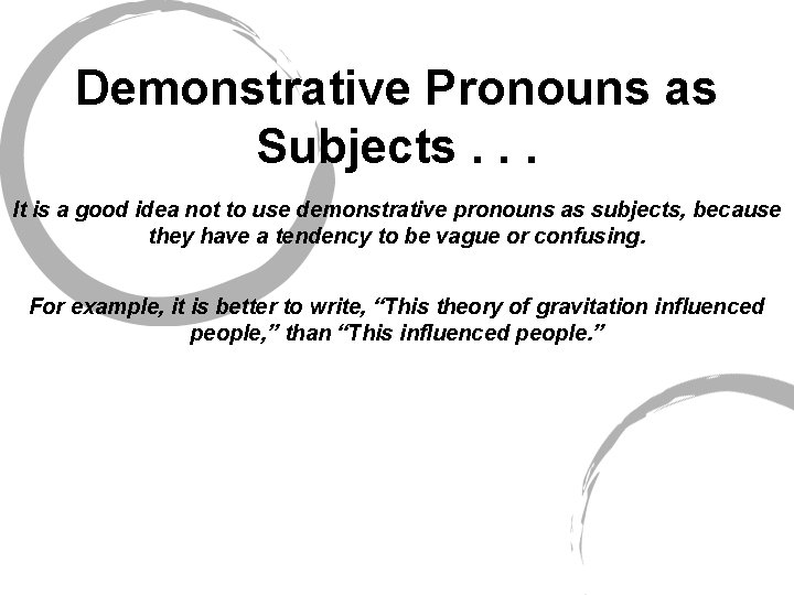 Demonstrative Pronouns as Subjects. . . It is a good idea not to use