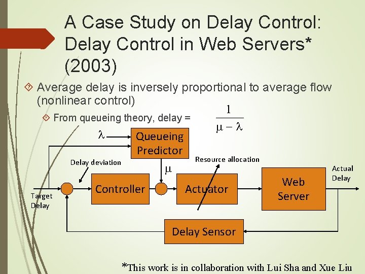 A Case Study on Delay Control: Delay Control in Web Servers* (2003) Average delay A Case Study on Delay Control: Delay Control in Web Servers* (2003) Average delay