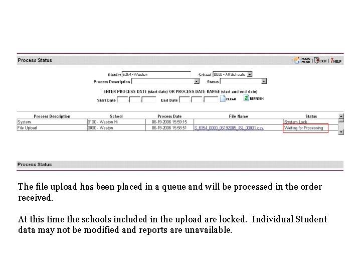 The file upload has been placed in a queue and will be processed in The file upload has been placed in a queue and will be processed in