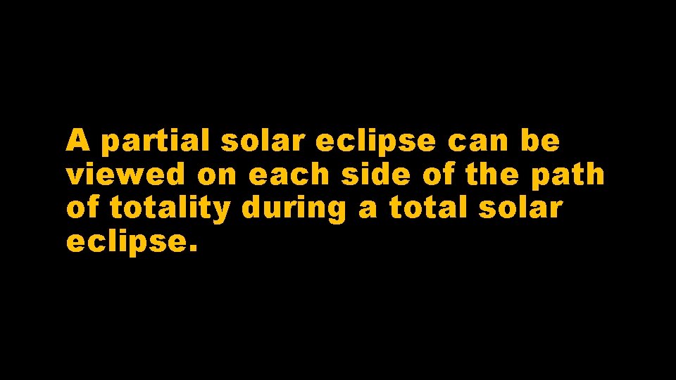 A partial solar eclipse can be viewed on each side of the path of