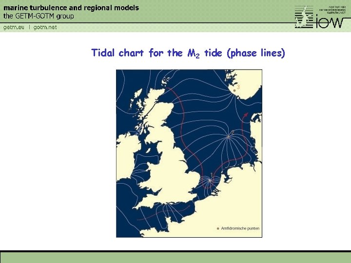 Tidal chart for the M 2 tide (phase lines) 