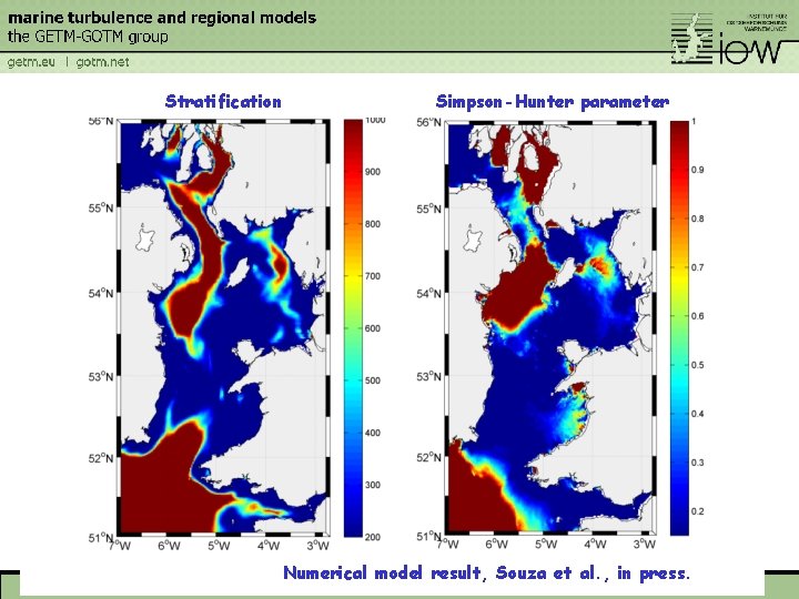 Stratification Simpson-Hunter parameter Tidal Mixing fronts in the Irish Sea Numerical model result, Souza