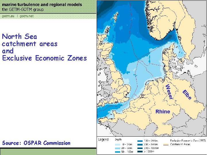 North Sea catchment areas and Exclusive Economic Zones be Source: OSPAR Commission El er