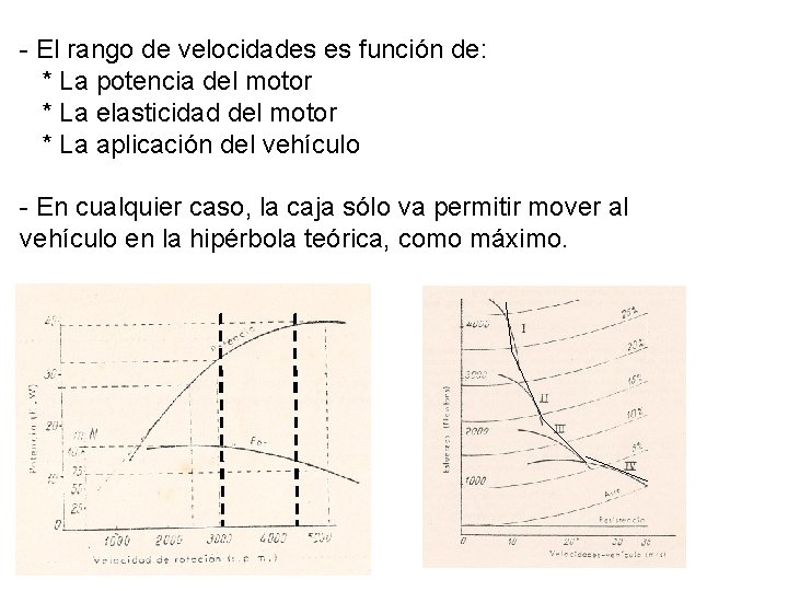 - El rango de velocidades es función de: * La potencia del motor *