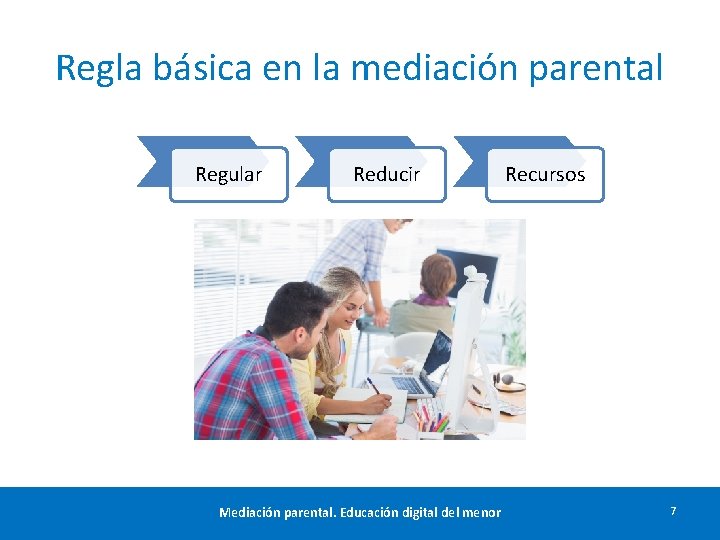 Regla básica en la mediación parental Regular Reducir Mediación parental. Educación digital del menor