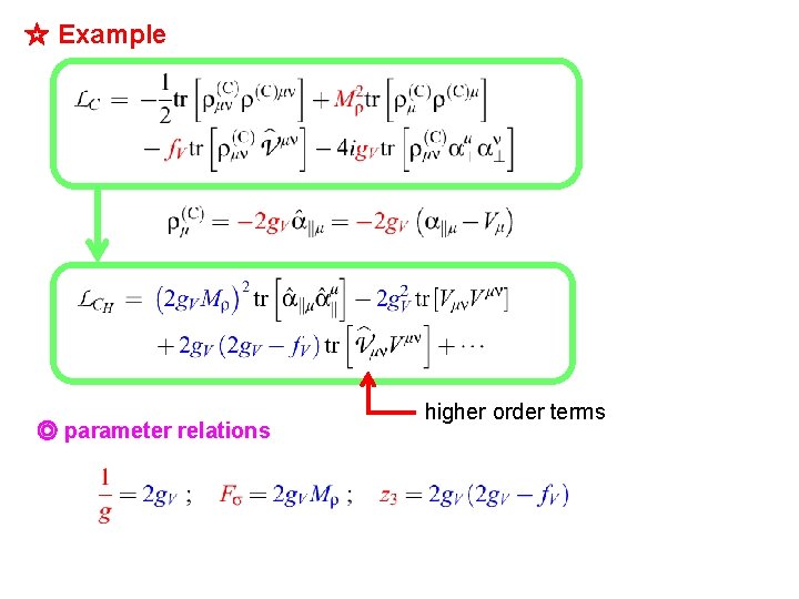 ☆ Example ◎ parameter relations higher order terms 