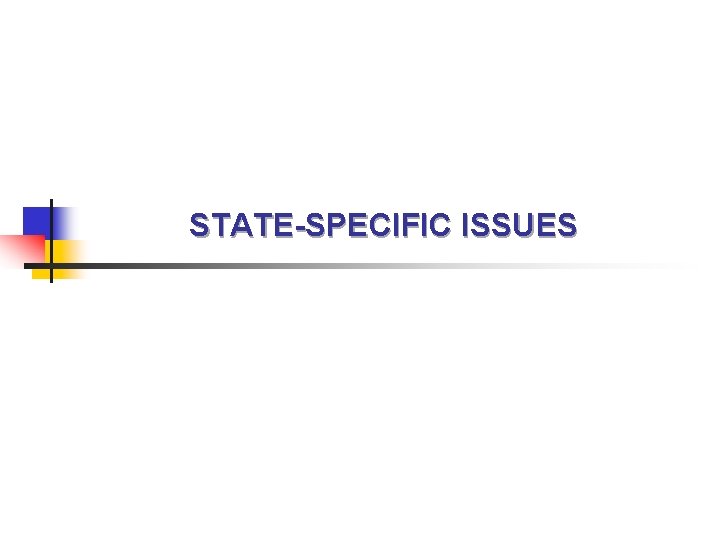 STATE-SPECIFIC ISSUES 