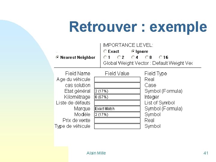 Retrouver : exemple Alain Mille 41 