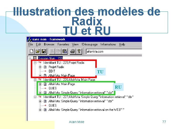 Illustration des modèles de Radix TU et RU TU RU Alain Mille 77 