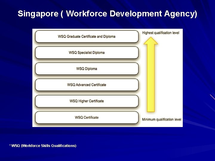Singapore ( Workforce Development Agency) * WSQ (Workforce Skills Qualifications) Singapore ( Workforce Development Agency) * WSQ (Workforce Skills Qualifications)
